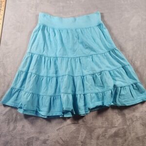 FRESH PRODUCE XS Swimming Pool BLUE $59 Tiered Jersey Cotton Skirt XS